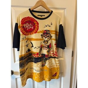 Blac Leaf Smitty Bear Graphic T Shirt Mens Cream Navy Blue Beach Streetwear~2XL